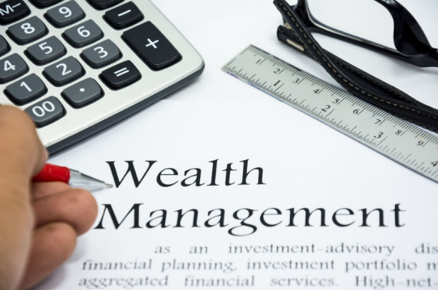 Offshore Wealth Management in Anguilla documents, showing calculator, ruler, and expert planning